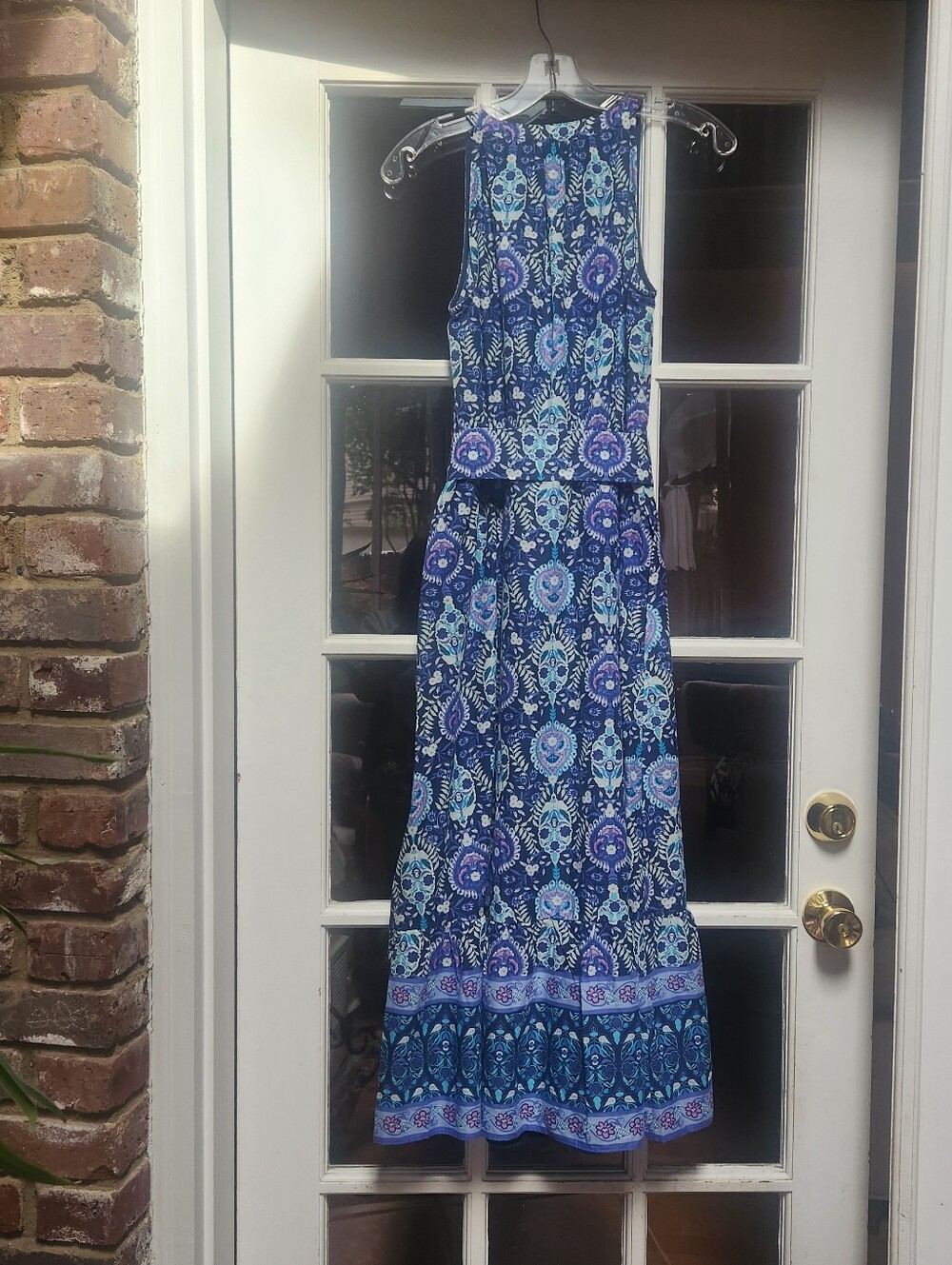 Talbot's New Blue Multicolored Medallion Print Sleeveless Dress; Petite Small - Picture 4 of 9